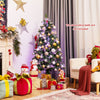 5 ft pre-lit multi-colored fiber optic spruce artificial Christmas tree with gifts, perfect for holiday decoration.