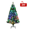 5 ft pre-lit multi-colored fiber optic spruce artificial Christmas tree with a full-bodied natural look for holiday.