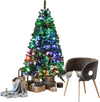 5 ft pre-lit multi-colored fiber optic spruce artificial Christmas tree with a natural look, perfect for holiday decor.
