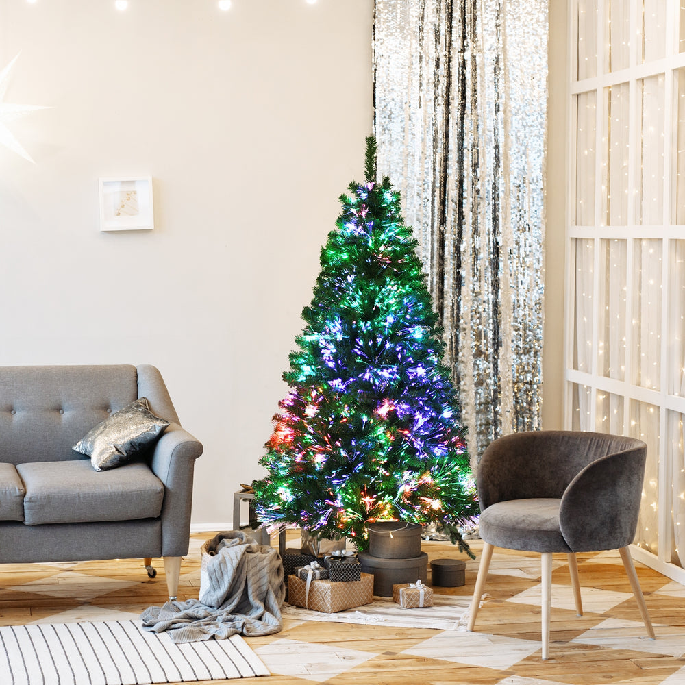 Pre-lit Multi-Colored Fiber Optic Spruce Artificial Christmas Tree-5 ft - Gallery View 1 of 11