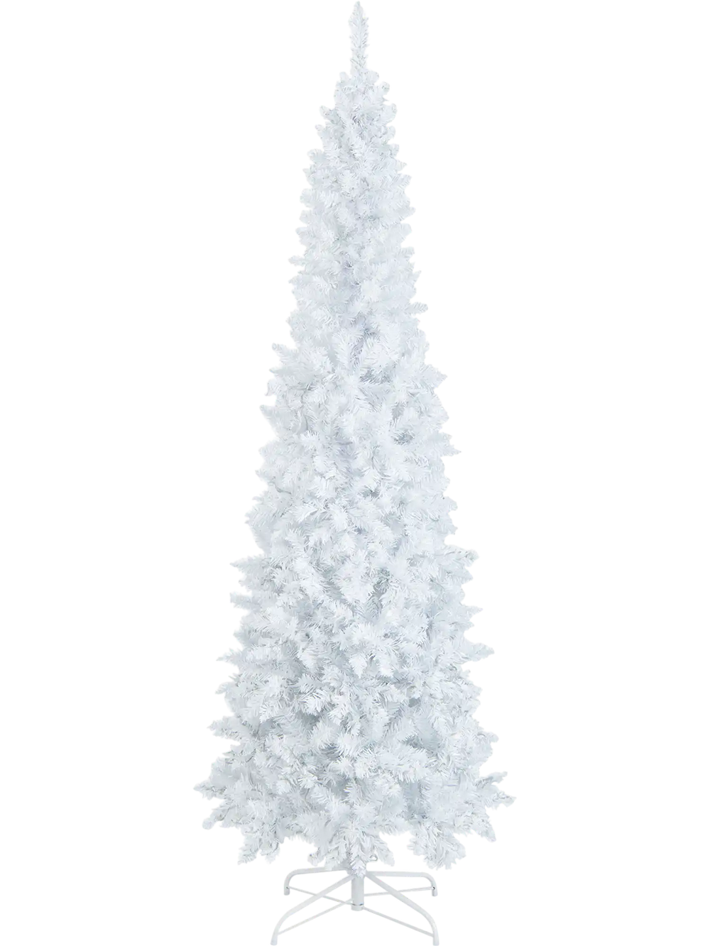 7 Feet Pre-Lit Hinged Pencil Christmas Tree White with 300 LED Lights and 8 Flash Modes