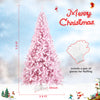 7.5-foot pink flocked Christmas tree with 450 warm white LED lights, perfect for festive home or office decoration.