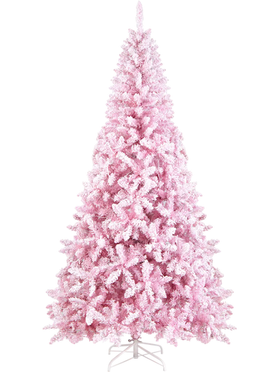 Costway 7.5' Flocked Pink Christmas Tree 86405237 New