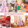 7.5 feet flocked Christmas tree with 450 warm white LED lights, perfect for home, school, or office holiday decor.