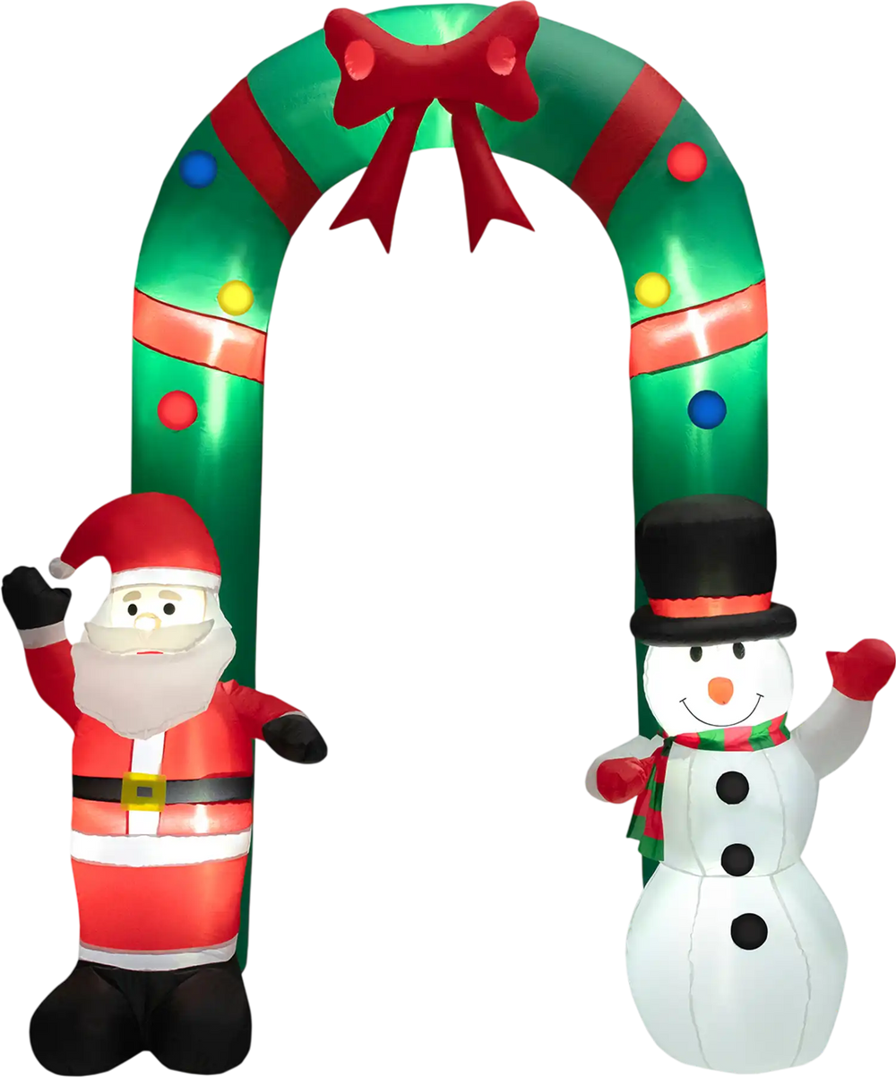 8 Feet Christmas Inflatable Archway with Santa Claus and Snowman
