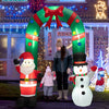 8 feet Christmas inflatable archway featuring Santa Claus and a snowman, perfect for outdoor holiday decorations.