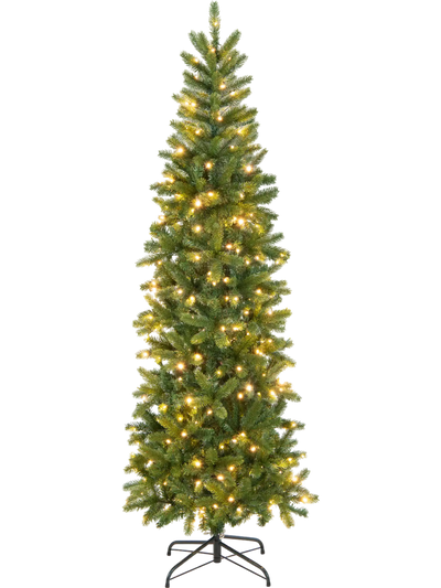 Costway 6' Pre-Lit Artificial Christmas Pencil Tree 648 PVC/PE Branch Tips 02597413 New