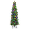 6-foot pre-lit artificial Christmas pencil tree with 648 branch tips and 270 colorful LED lights for festive decor.