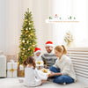 6 feet pre-lit artificial Christmas pencil tree with 648 branch tips, perfect for small rooms and festive decorations.