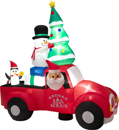 Costway 8' Wide Inflatable Santa Claus Driving Car w/ LED Air Blower 06392814 New