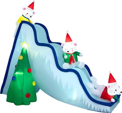 Costway 9' Inflatable Polar Bear Slide Christmas Decoration w/ LED Lights 56012849 New