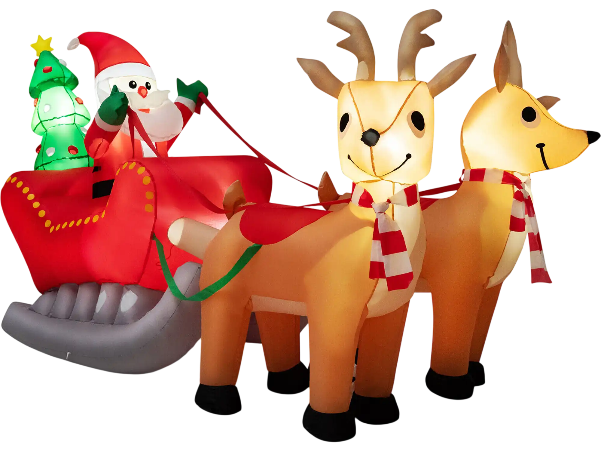 Costway 7.2' Christmas Inflatable Santa on Sled w/ 2 Reindeer LED Lights 03945127 New