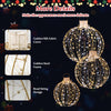 Golden Christmas LED light balls with bead string design, featuring 180 warm and white lights for festive decoration.