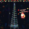 6 feet light up spiral Christmas tree with metal frame, featuring a top star and festive colorful lights for outdoor.