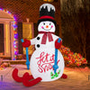 6FT inflatable snowman Christmas decoration with LED lights, built-in sandbag, perfect for outdoor festive displays.