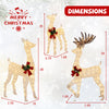 Three pre-lit Christmas reindeer family with 230 warm white LED lights, showcasing dimensions for festive indoor and.