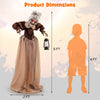 Life-size Halloween animatronic old lady hag prop with glowing red eyes, moving arms, and spooky sounds, 5 ft tall.