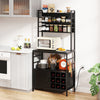 Coffee Bar Cabinet with S-Shaped Hooks and Wine Bottle Holders-Black - Gallery View 1 of 10