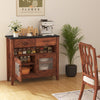 Coffee bar cabinet in brown with faux marble top, featuring 2 drawers and 2 door cabinets for organized storage.