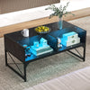 Center Table with Faux Marble and Tempered Glass Top-Black - Gallery View 1 of 11
