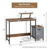 Computer desk with reversible storage drawer, raised shelf, and industrial style, perfect for home or office use.