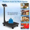 Digital platform scale with LED screen, weighing up to 660 lbs, ideal for supermarkets and warehouses.