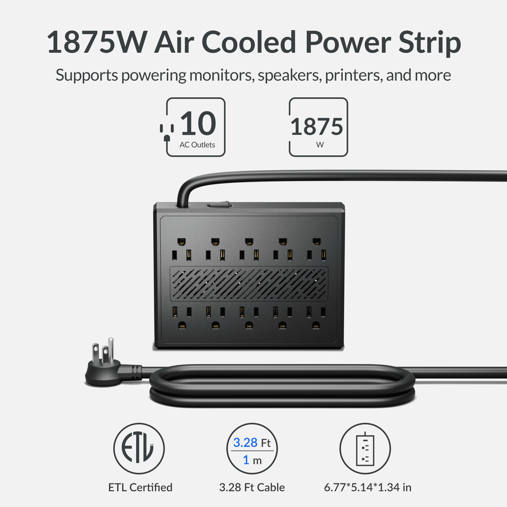 Giraffe Tools Smart Cooling Power Strip 10-Outlet 1875W New
