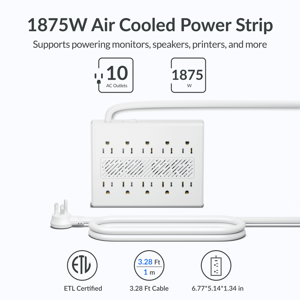 Giraffe Tools Smart Cooling Power Strip 10-Outlet 1875W New