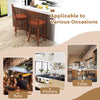 Counter height barstools set of 2 with hollow back, brown rubber wood frame, ideal for bars, kitchens, and cafes.