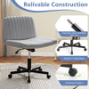 Gray Criss Cross Chair with wheels features a soft-padded wide seat and sturdy 5-claw base for versatile desk use.