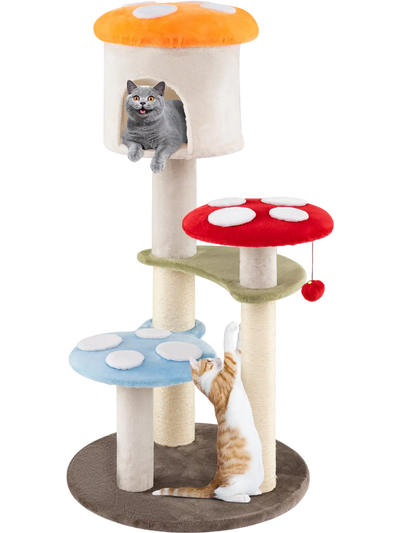 Costway Mushroom Cat Tree Condo Sisal Scratching Posts Padded Platforms 693521784 New