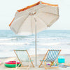 6.5 feet beach umbrella with UPF 50+ sun protection, featuring a tilt mechanism and carry bag, ideal for outdoor.