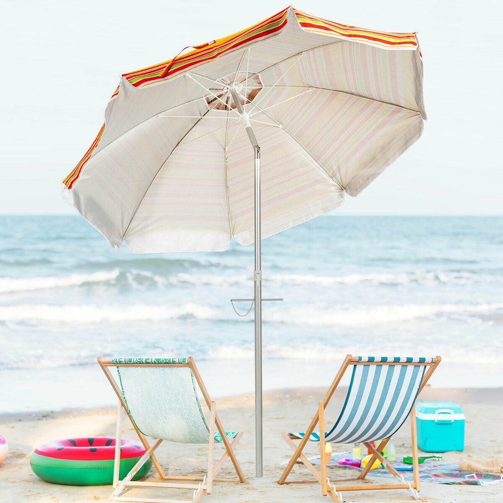 6.5 Feet Beach Umbrella with Sun Shade and Carry Bag without Weight Base-Orange - Gallery View 1 of 11