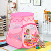 Pink portable kid play tent with mesh windows, featuring 100 colorful balls, perfect for imaginative play at home or.
