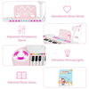 Multifunctional pink 37-key electric keyboard piano with microphone, music stand, and recording features for kids'.