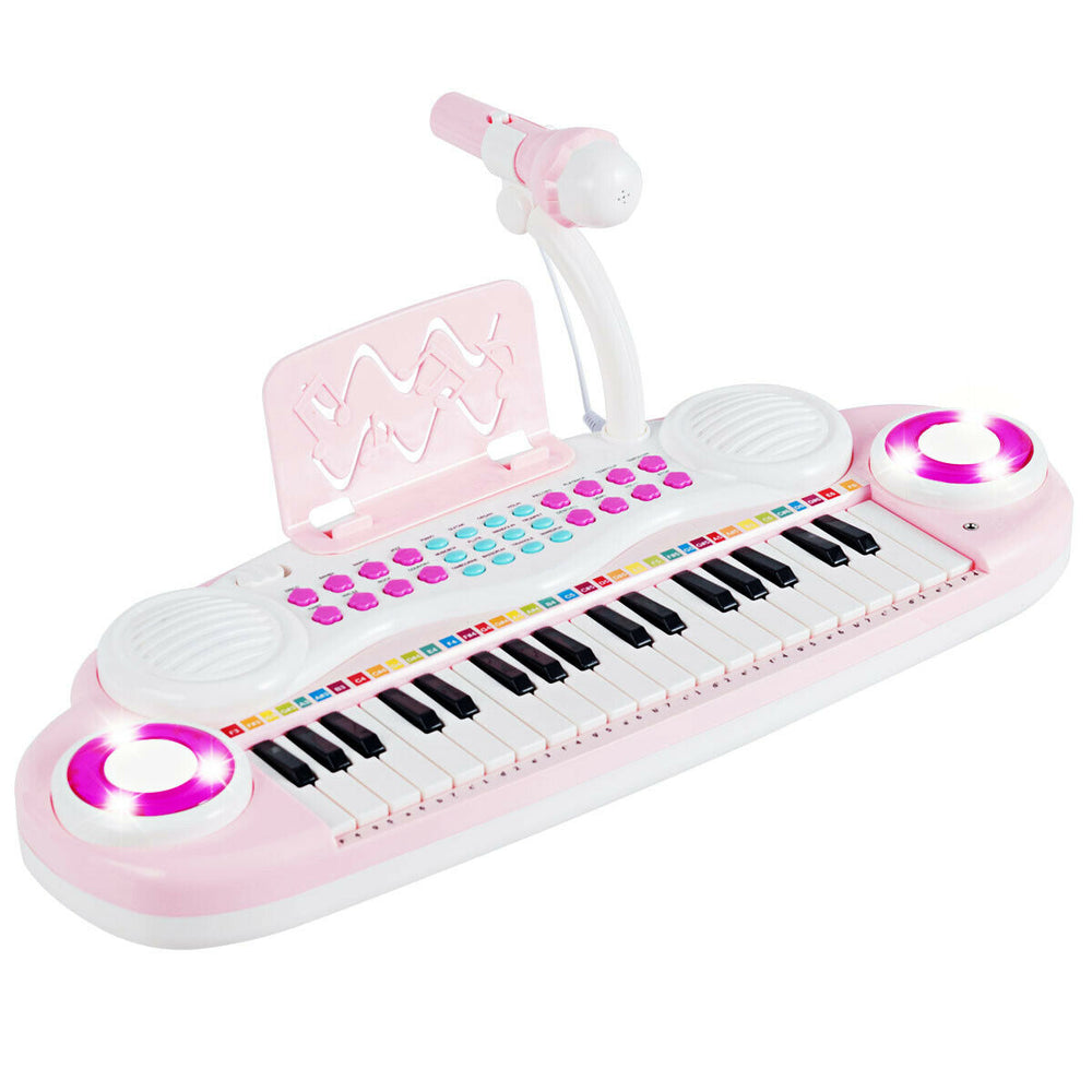 Multifunctional 37 Electric Keyboard Piano with Microphone-Pink - Gallery View 1 of 9