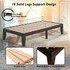 Twin size wooden bed frame with solid rubberwood and poplar slats, featuring 6 sturdy legs for strong support and.
