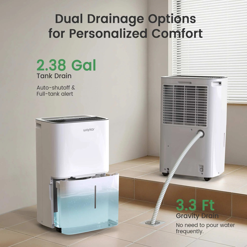 Waykar Dehumidifier 150 Pints with Drain Hose 2.38 Gal Tank Fixed Vent Energy Star New