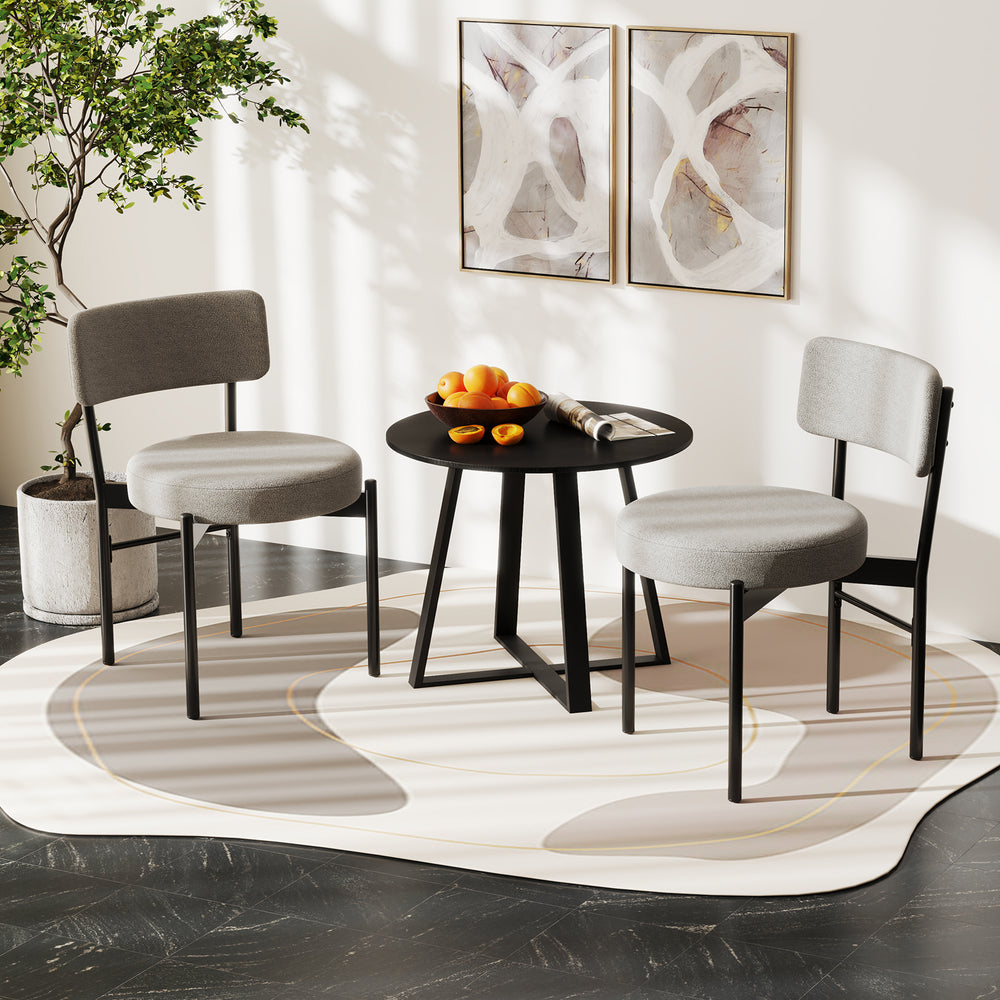 Dining Chair Set of 2 with Curved Backrest and Padded Seat-Gray - Gallery View 1 of 9