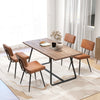 Brown dining chair set of 2 with padded backrest, featuring PU leather and metal legs, ideal for dining or living.