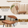 Dining chair set of 2 featuring a wide curved seat and tilted backrest for comfort and healthy posture in brown PU.