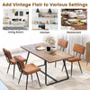 Set of 2 brown dining chairs with padded backrest, featuring waterproof PU leather for comfort and vintage style.
