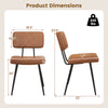 Dimensions of a brown dining chair set with padded backrest, featuring a sturdy design and vintage style for versatile.