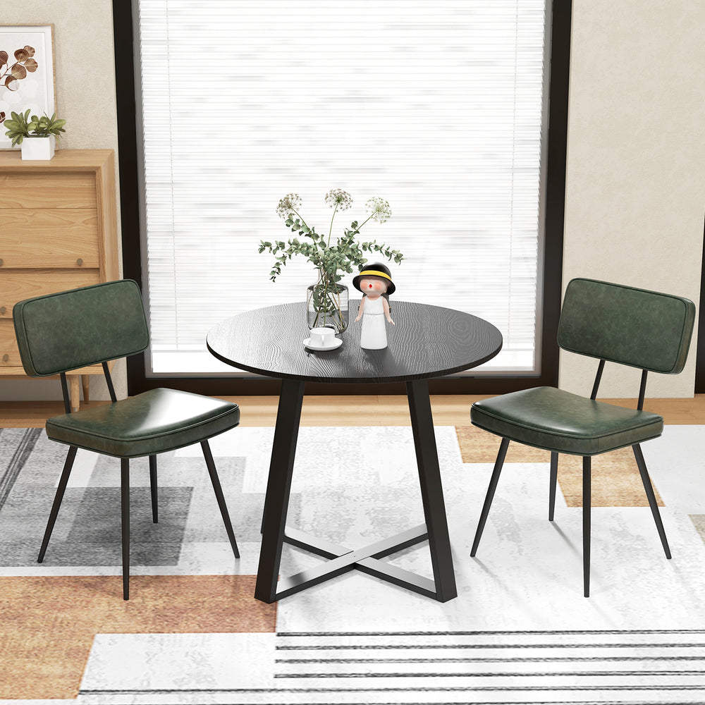 Dining Chair Set of 2 with Padded Backrest and Seat-Dark Green - Gallery View 1 of 9