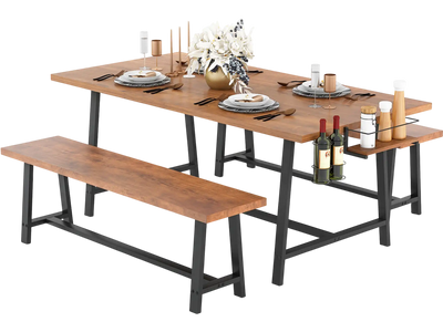 Costway 3-Piece Dining Table Set for 5-7 w/ 2-Bottle Wine Rack & Condiment Holder 47328561 New