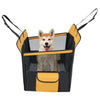 Dog car seat cover in black for small and medium dogs, featuring side mesh windows for ventilation and a spacious.