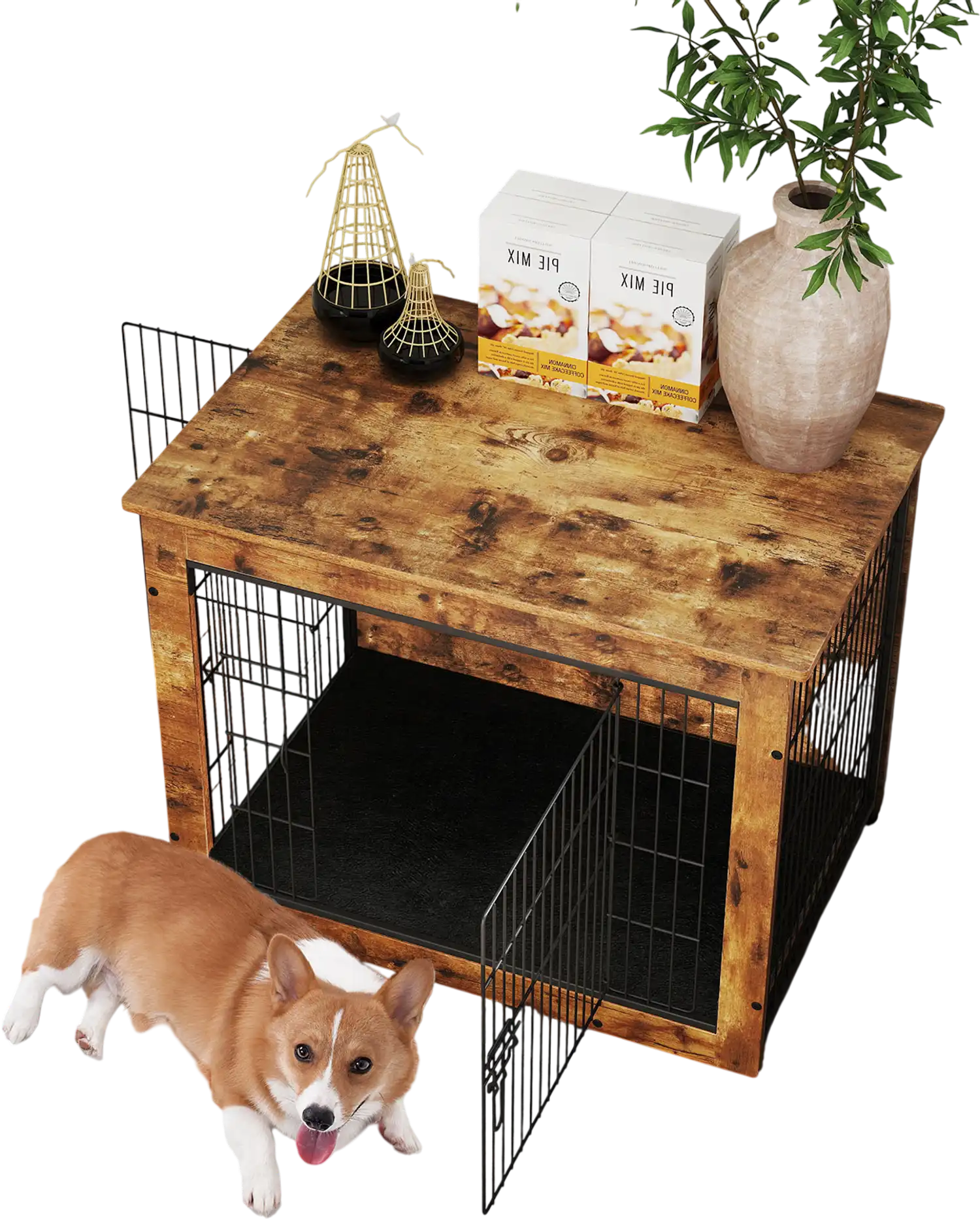 Costway Dog Crate Furniture Double Doors Cushion 33