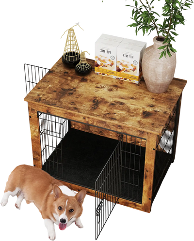 Costway Dog Crate Furniture Double Doors Cushion 33