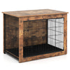 Dog crate furniture with double doors and cushion, designed for small/medium dogs, ideal as an end table.