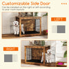 Dog crate furniture with cushion and double doors, customizable side door for versatile placement in your home.
